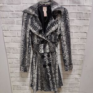 Candie's Black and White Snake Print Coat
